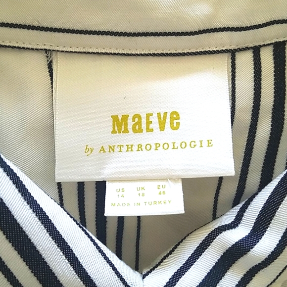 🎉HP🎉NWT Anthropologie White/black pinstripe dress. Size 14. - Picture 3 of 4